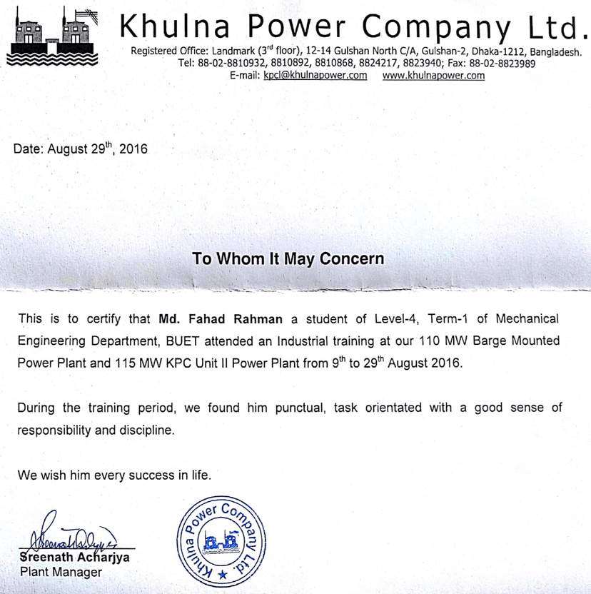 Industrial Training Certificate